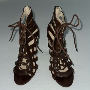 Guess leather heels laced up